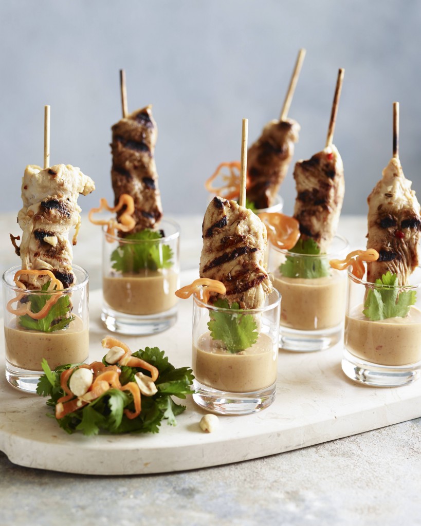 Make these chicken satay shots for your next party appetizers! Free range chicken has never been better.