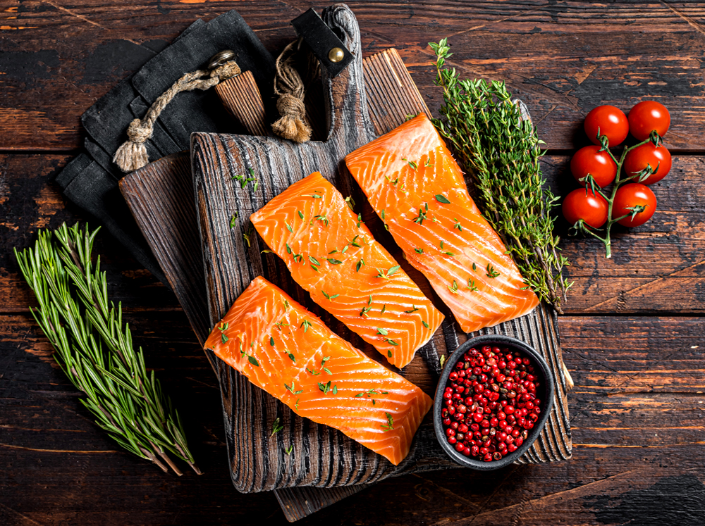 Raw Salmon fillet steaks